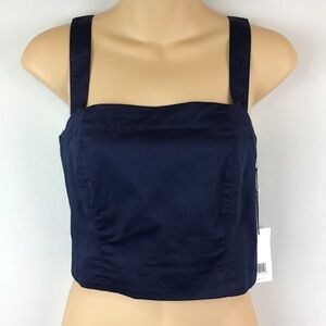 NWT Jason Wu Navy Square Neck Crop Top | Medium